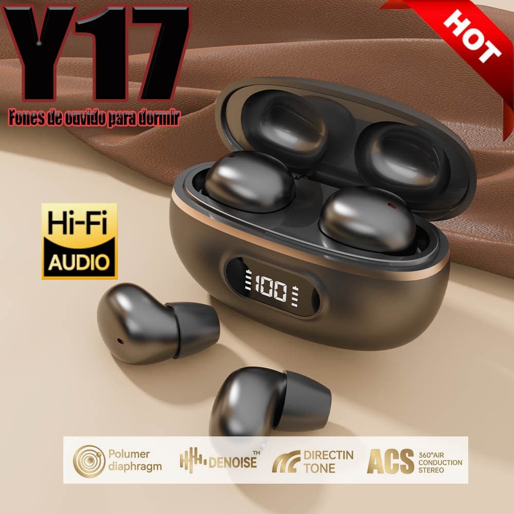 Novo Y17 Mini Fones de Ouvido Ultracompactos para Dormir, Sem Fio, Bluetooth, Intra-auriculares