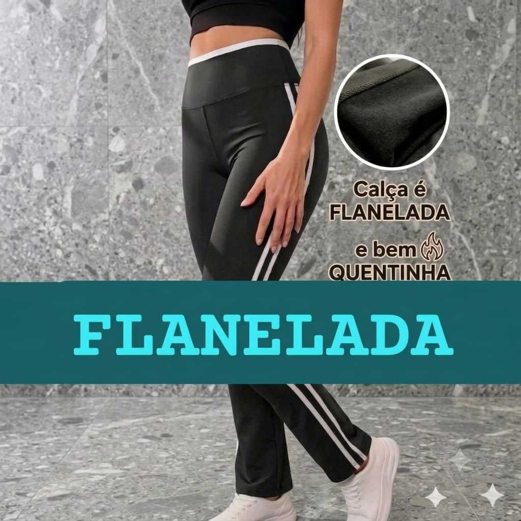 Calça Flanelada Grossa Estilo Boot Cut Peluciada Forrada Por Dentro Costura Reforçada Calça Térmica