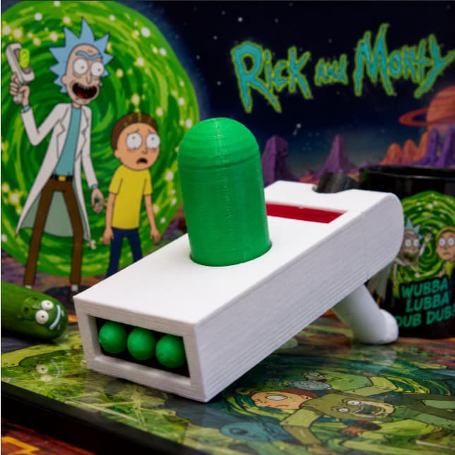 Rick e Morty Arma de Portal - Portal Gun - Com Botão Giratório | Cosplay Descoração Fidget Toy Rick And Morty