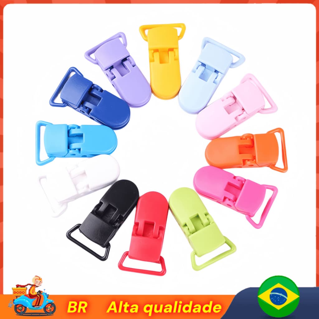 Prendedor Chupeta Baby Suspensorio Jacare menino menina colorido presilha plastico100 Uunidades