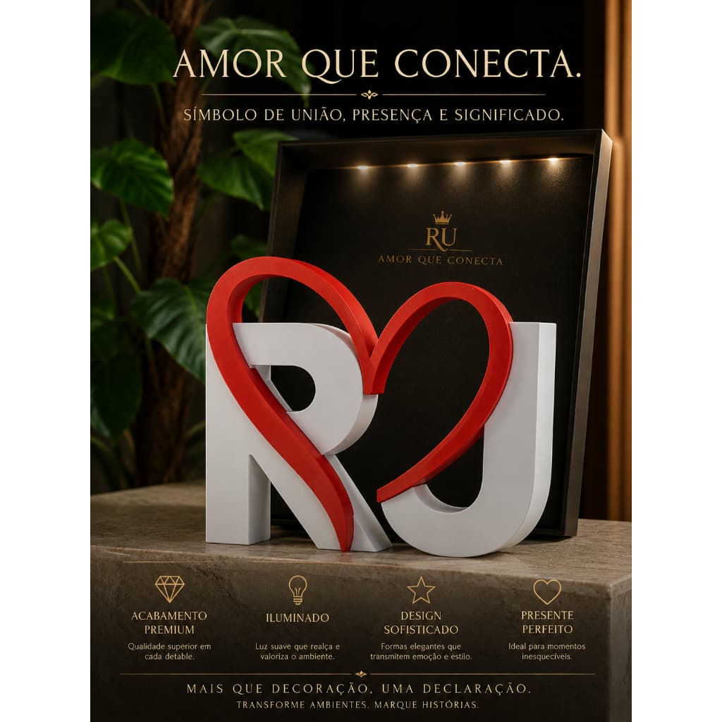 Enfeite Personalizado Casal com Iniciais e Coração Decorativo Presente Romântico para Namorados