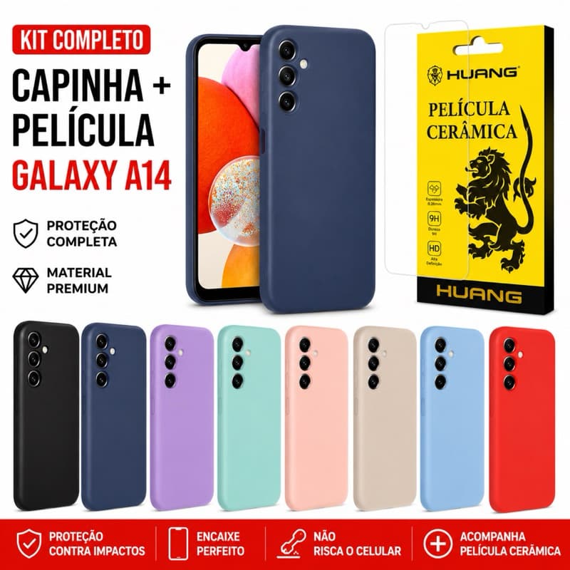 Samsung Galaxy A14 | Kit Capinha Premium + Película Cerâmica 9D