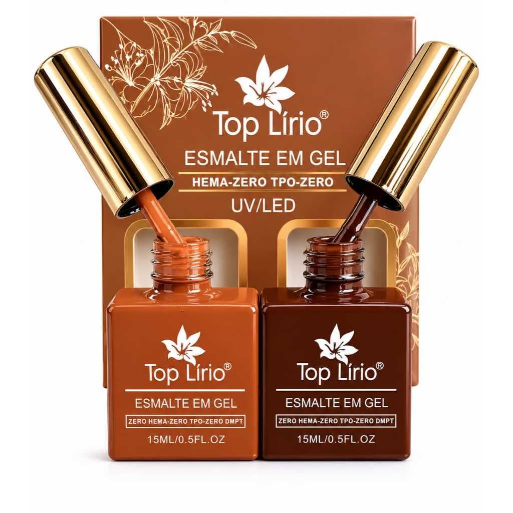 Kit 2 Esmalte Unhas Gel 15ml Coleção Top Lírio Led/uv Anvisa Zero Hema Zero Tpo Zero Dmpt