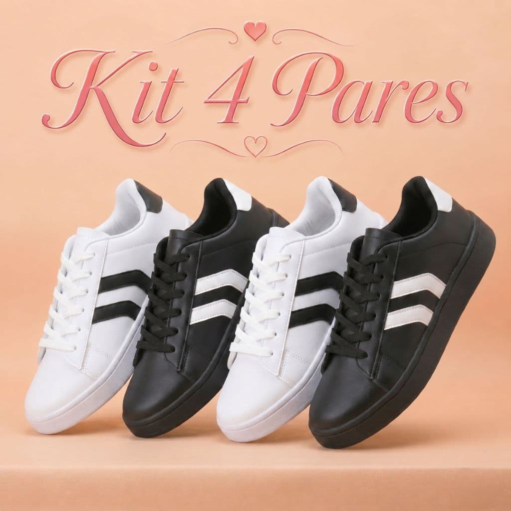 Kit 4 Pares Tênis Casual Feminino Delicado Super Confortável Moda E Tendência