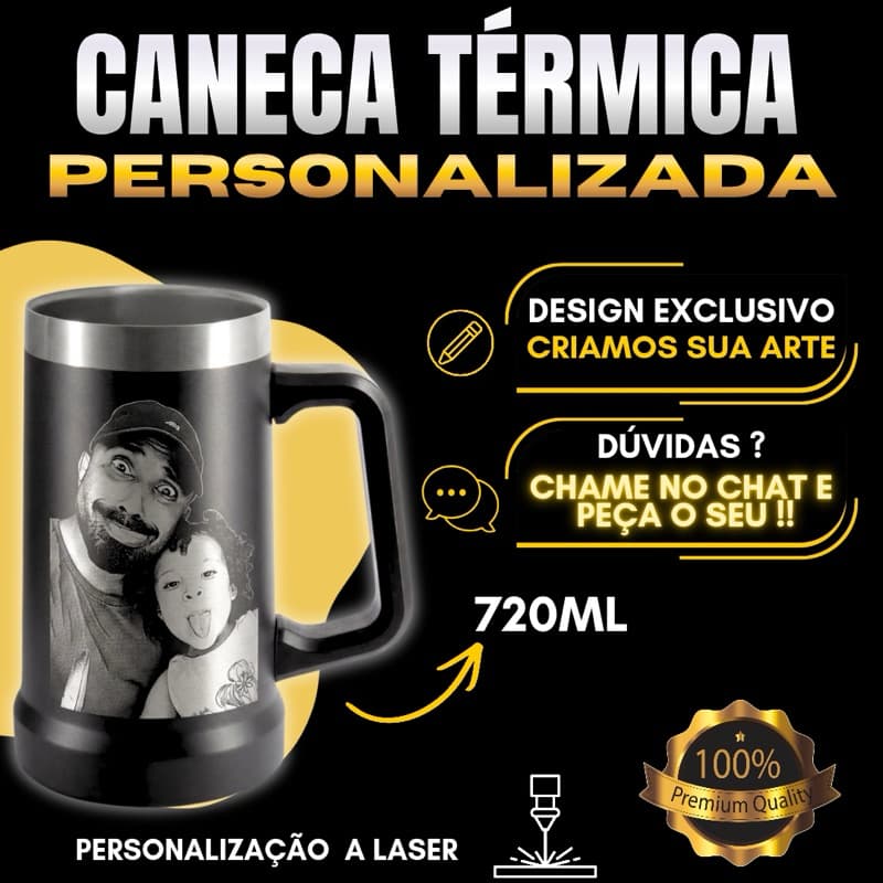 Caneca Térmica 709ml - Gravação Laser Personalizada - Criamos Sua Arte - Envio Rápido.