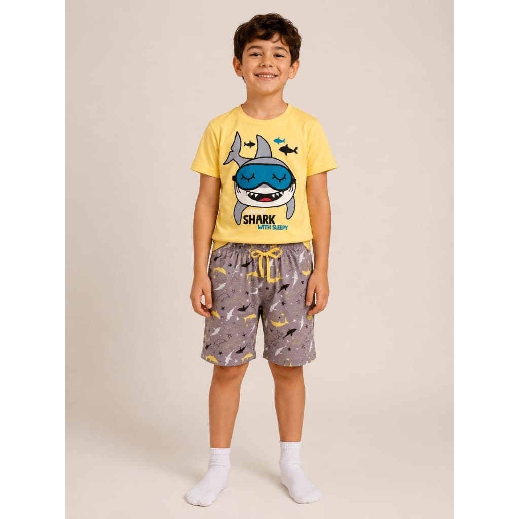 Pijama Infantil Masculino Shark Tubarão Manga Curta tam. 10