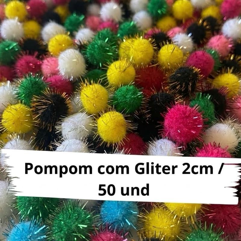 Kit Aplique Pompom 2cm /50un cores Variadas