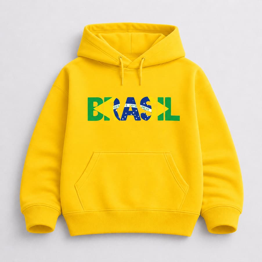 Blusa de Frio Infantil Brasil Estampa Bandeira Futebol Masculina  Premium Moletom Infantil