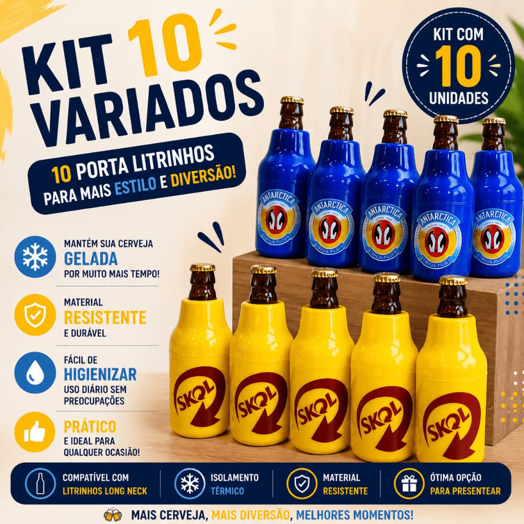 10 Porta Romarinho 300ml Suporte Térmico Garrafa Cerveja Lata Long Neck