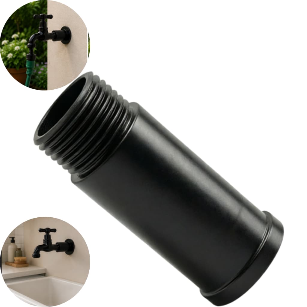 Extensor Alongador Prolongador 6CM 1/2 Metal Aumento De Torneira Jardim Preto