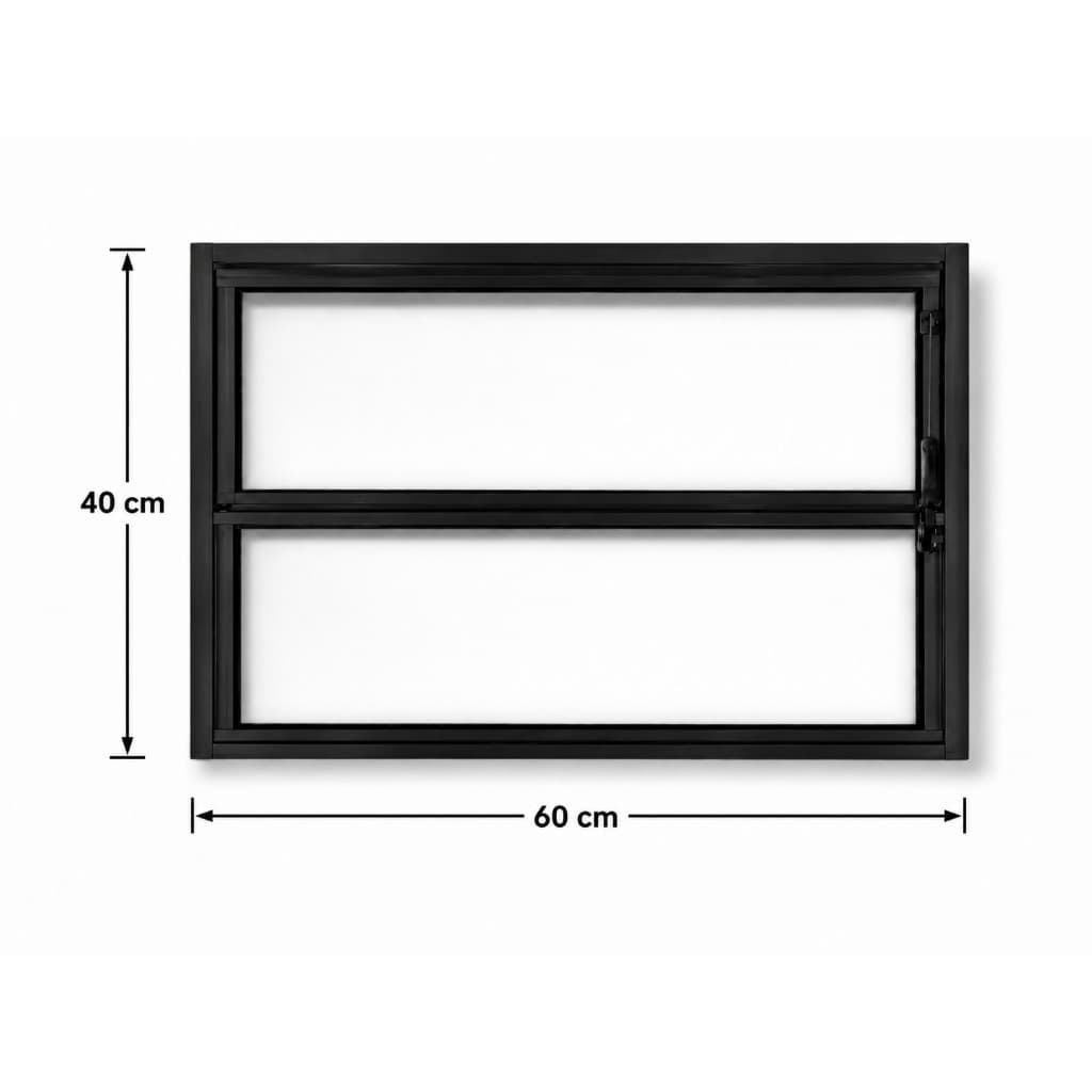 Vitro Basculante Janela 40x60 cm Preto Vidro Liso
