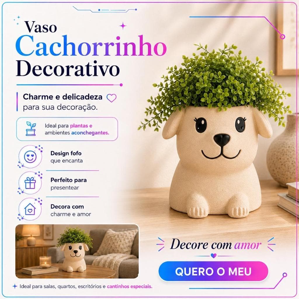 Decoração Vaso Modelo Cachorrinho I Fofo