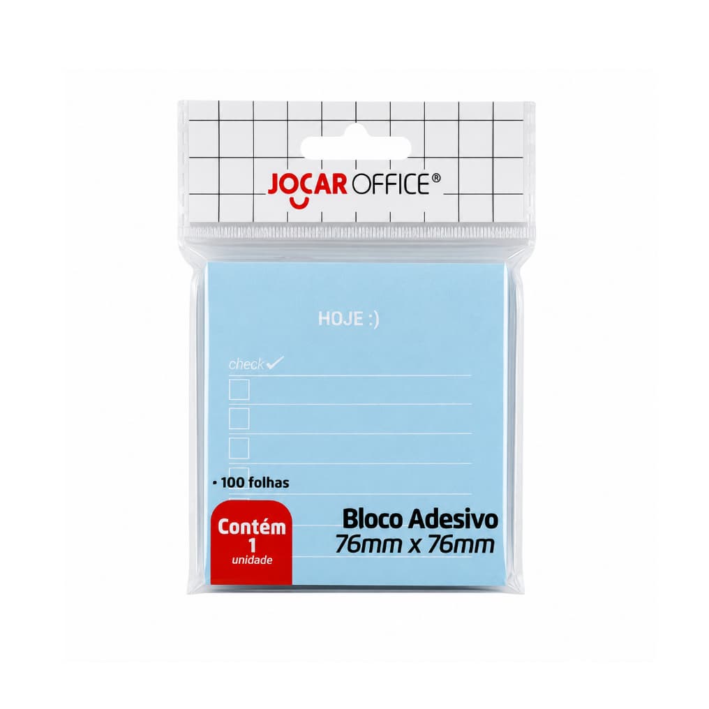Bloco Adesivo 76 mm por 76 mm 100 folhas Jocar Office Blister Anotações do Dia de Hoje