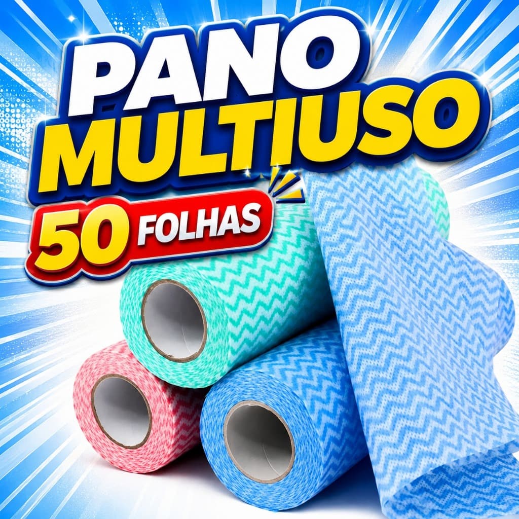 Pano Multiuso Microfibra Limpeza Rolo 50 folhas Reutilizável 30x24cm Cozinha Casa