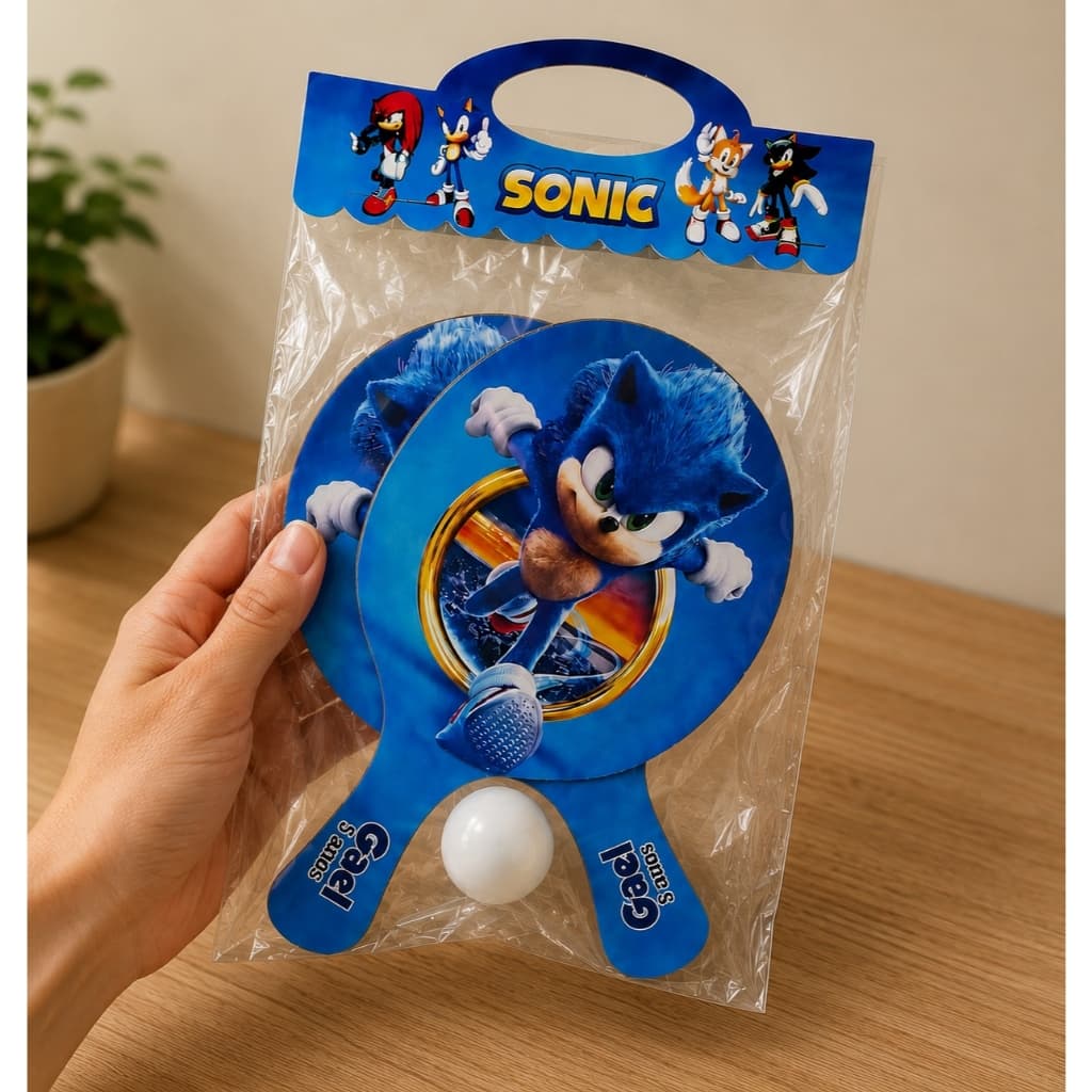 Raquete Personalizada Sonic Ping Pong Lembrancinha Aniversário