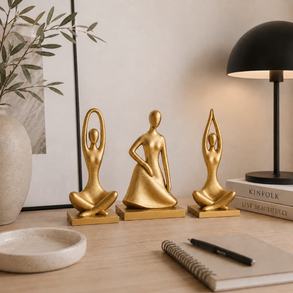 Kit 3 Esculturas Yoga Decorativas escultura abstratas modernas decoração sala quarto elegante