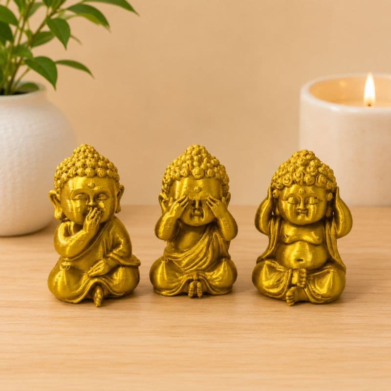 Trio Budas Decorativos | Não Vejo, Não Ouço, Não Falo o mal | Decoração