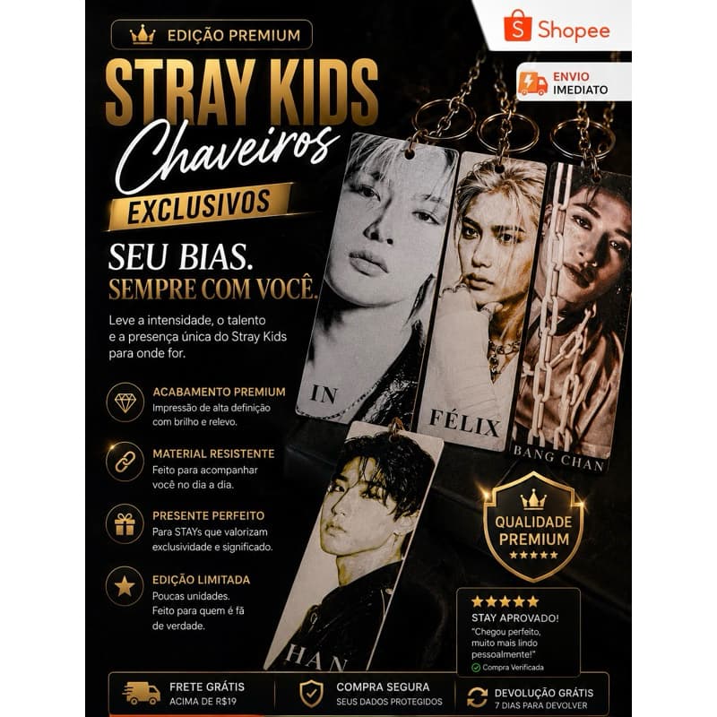 Chaveiro Stray Kids SKZ Personalizado Premium Han Felix Bang Chan IN Kpop Presente Fã