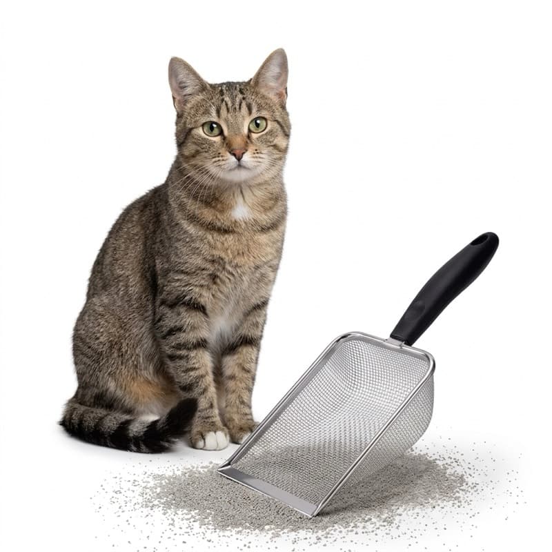 Pá Higiênica Inox para Gatos Profissional Antiodor Não Enferruja Alta Durabilidade Areia Sanitária