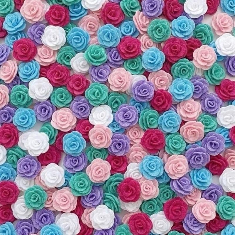 100 Mix Flor Malha Coloridas 3cm Apliques para Roupas Lembrancinhas Laço Infantis Decoração