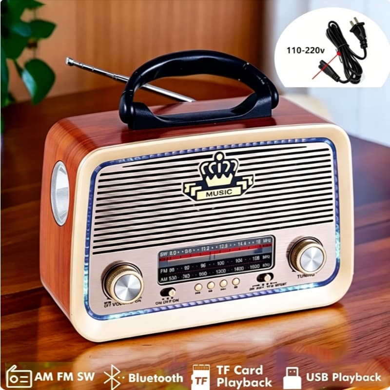 Rádio Retrô Portátil Bivolt com Bluetooth AM/FM/SW USB 3199