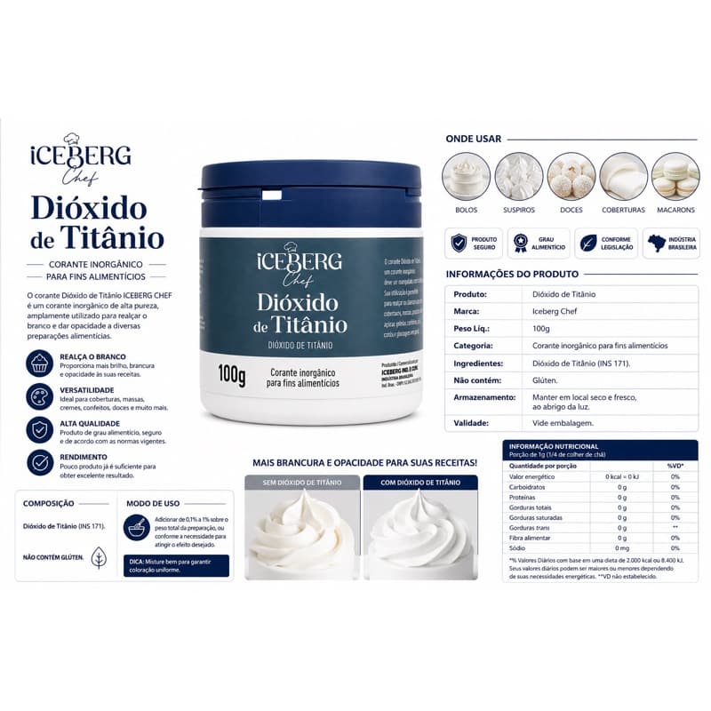 Dióxido de Titânio 100g - Iceberg