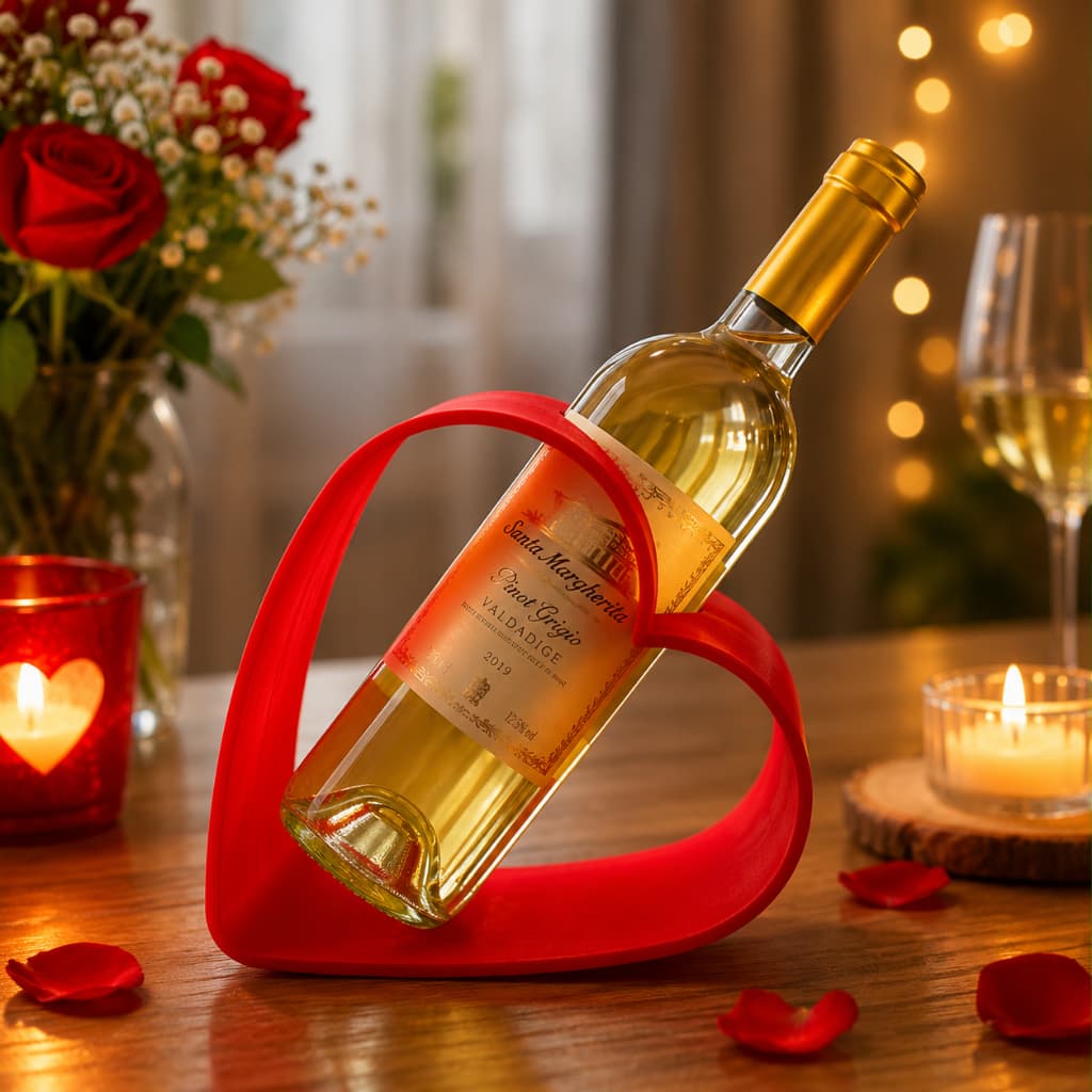 Suporte Para Garrafa de Vinho Coração