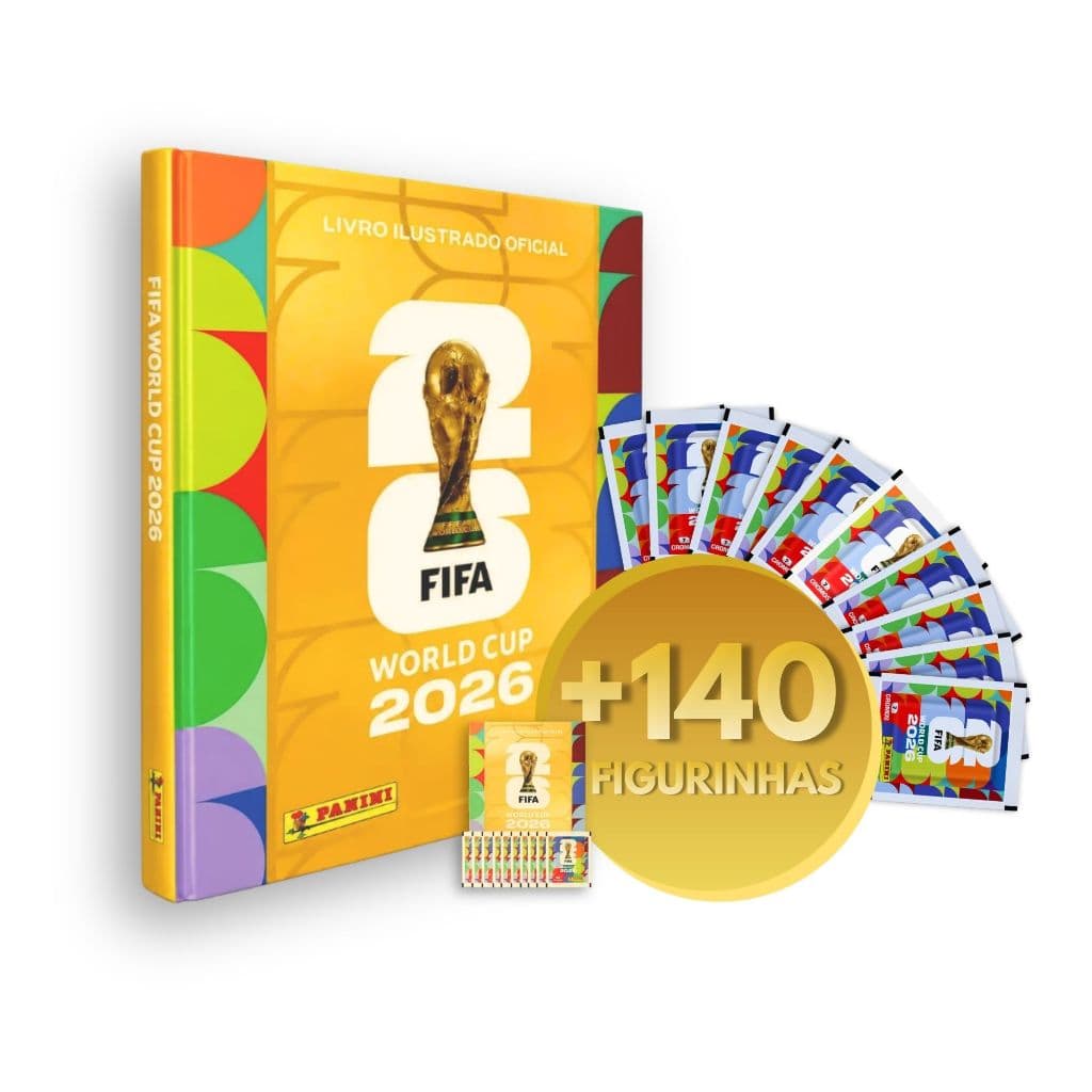 Álbum da Copa do Mundo 2026 Capa Dura Ouro + 20 Envelopes - 140 Figurinhas | Panini Oficial