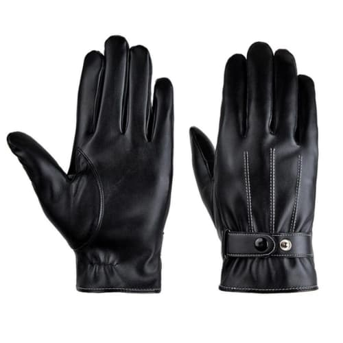 Luva para Inverno de Couro PU Térmica Forrada Touch Screen Impermeável Quente