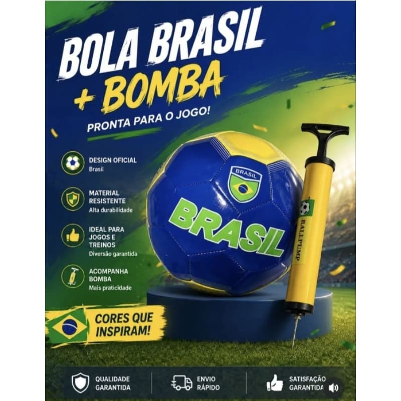 Bola de Futebol  Brasil N°5  + Bomba de Ar | Copa do Mundo | Proballs