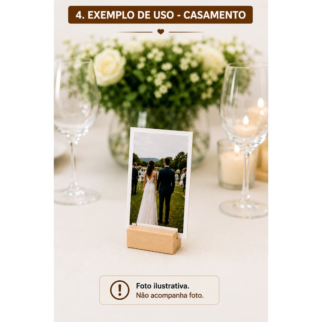 Suporte para Foto P Madeira Pinus Porta Retrato Lembrancinha Casamento Batizado Mesa Decorada