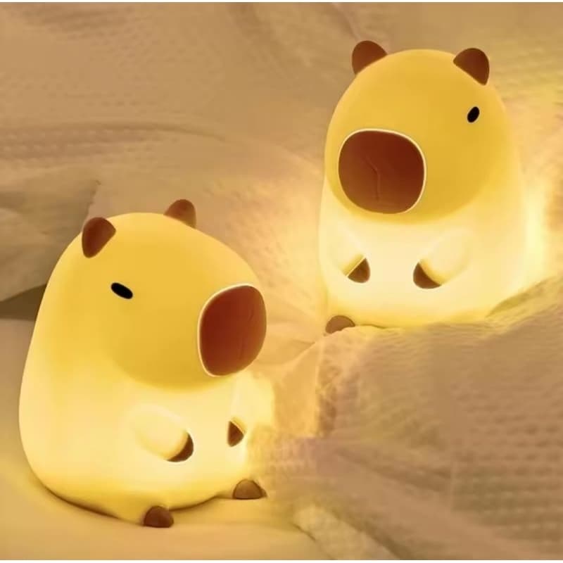 Luminária de Mesa Capivara Infantil - Apontador+Luz Noturna, Bateria 8h, Cores Suaves, Carregamento USB