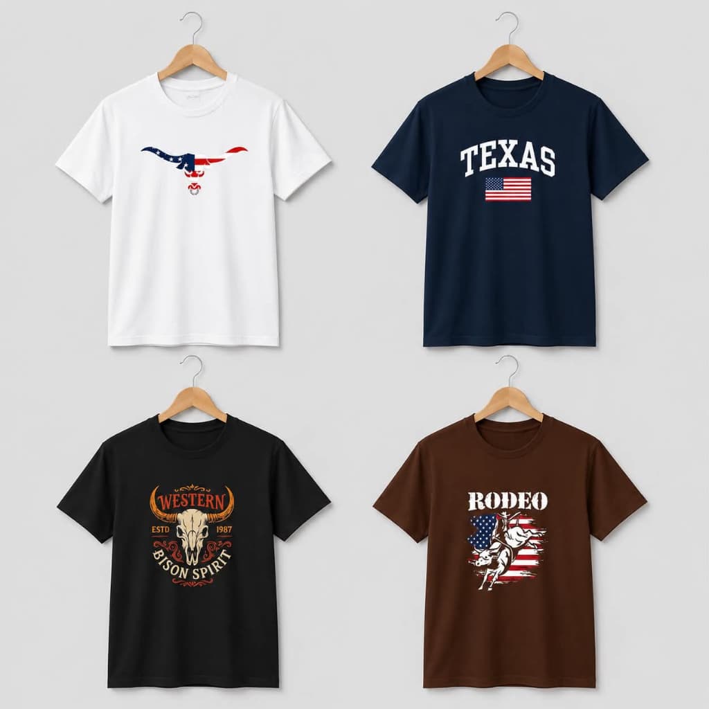 Kit com 4 Camisetas Algodão Premium Texas Country Cowboy Fazenda P ao GG Envio Rápido Frete Grátis