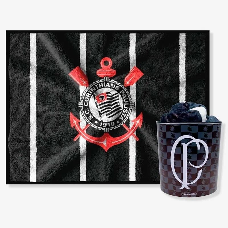 Kit Manta com Balde Corinthians Presente Dia Dos Namorado Oficial ZC