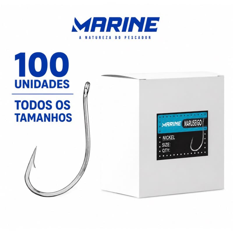 Anzol Maruseigo Marine Sports 100 unidades - Nickel - Caixa - Pacu Tambaqui Corvina Piapara