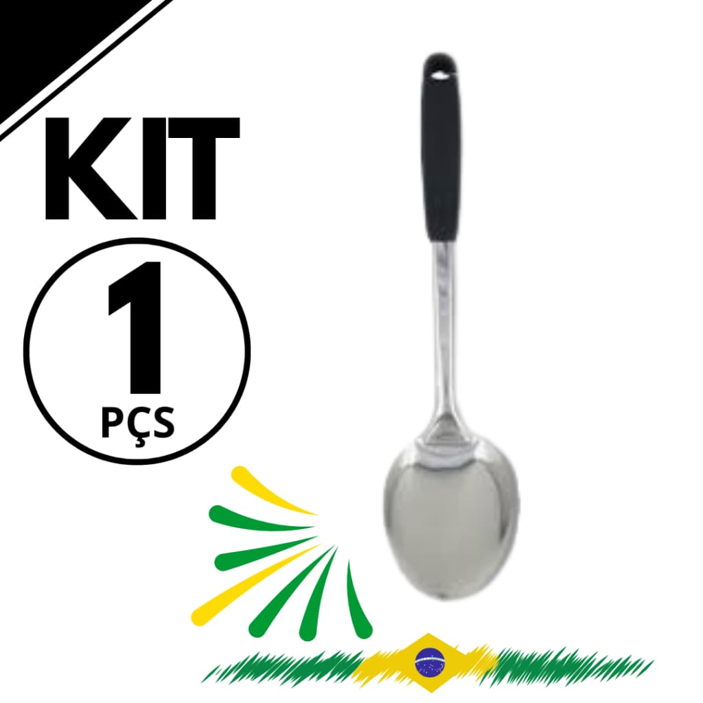 Colher de Arroz Inox Cabo Longo 31cm Aço Inoxidável Resistente para Cozinha