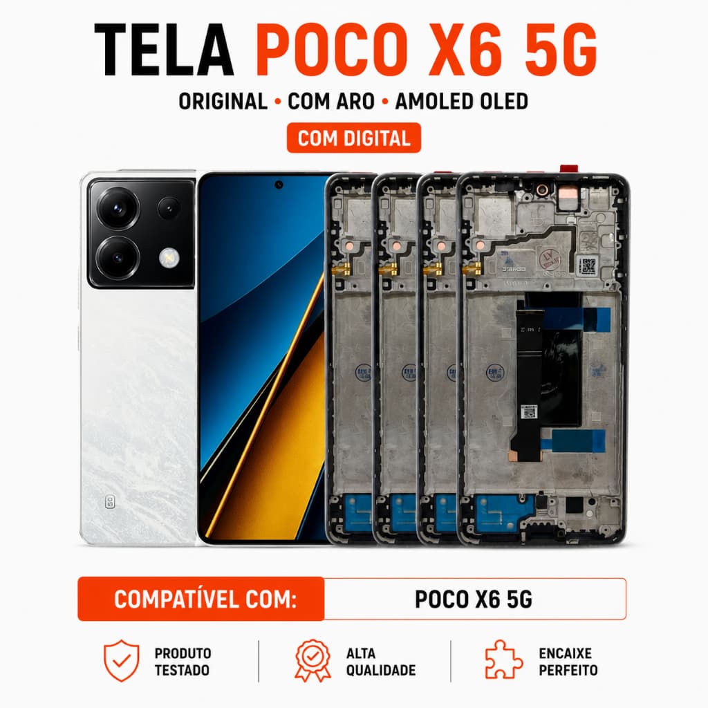 Tela Poco X6 5G Display Com Aro Amoled 100% Original Frontal Com Digital Módulo Oled 120hz C/ Frame