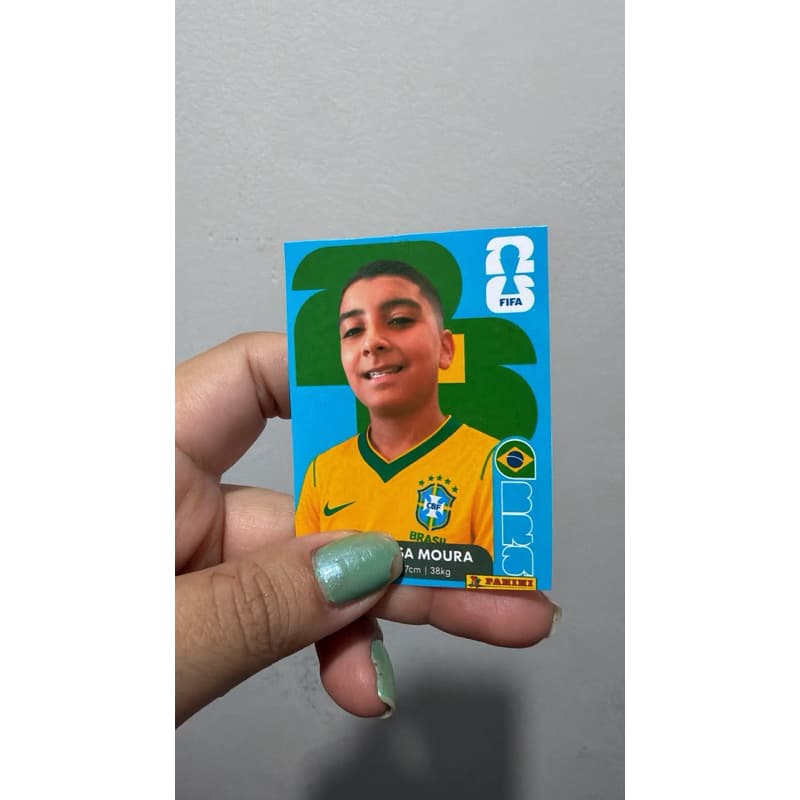 Figurinha Personalizada Futebol Estilo Copa do Mundo Foto do seu filho | Kit 3 Unidades