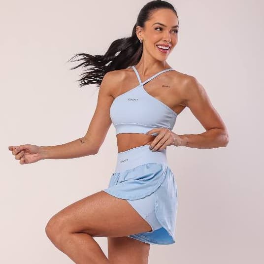 Shorts Duplo Para Corrida Academia Fitness Beach Tenis com Bolso em Poliamida