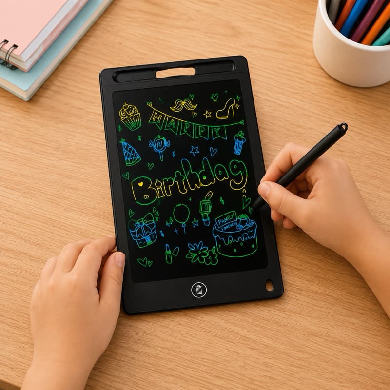 Lousa Mágica LCD Digital Reutilizável com Caneta Escrita Colorida