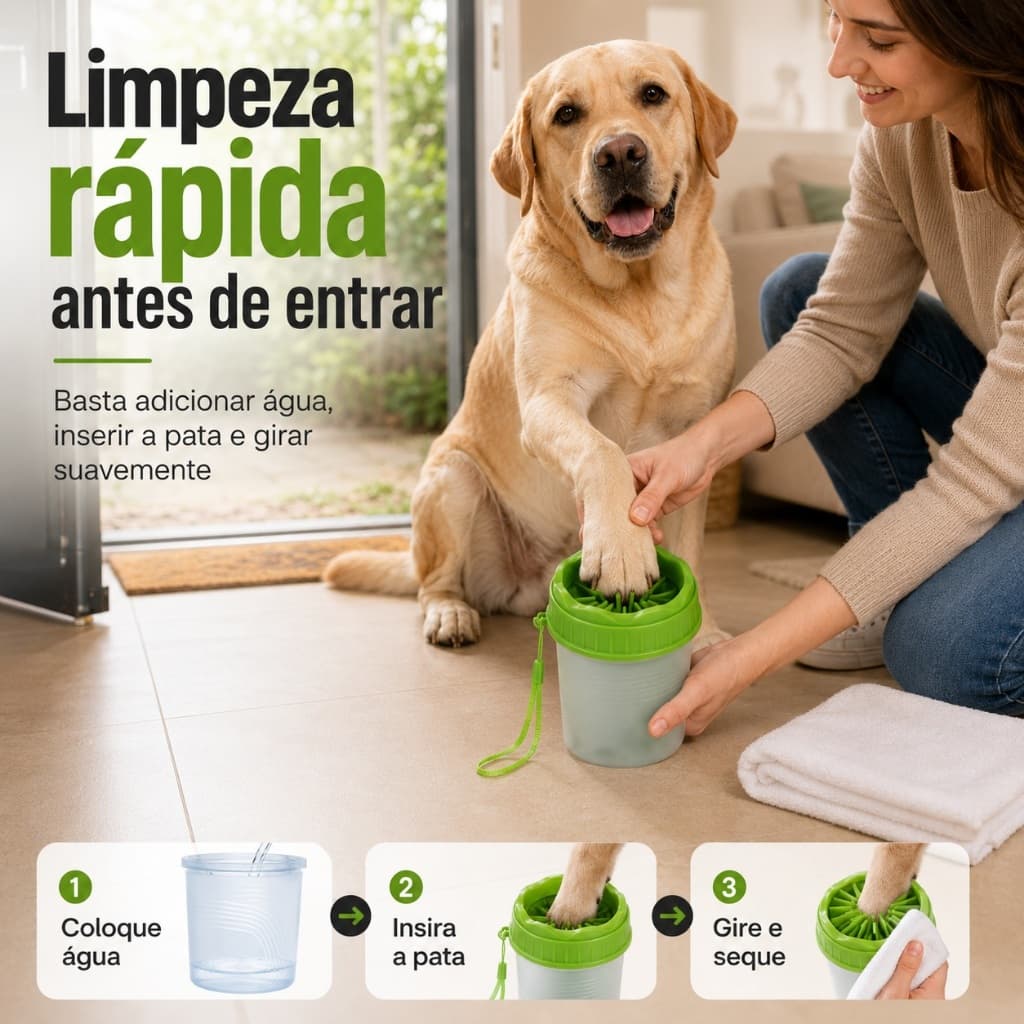 Copo Limpador de Patas Para Pets 600ml -Buddy Pet -  Sortida