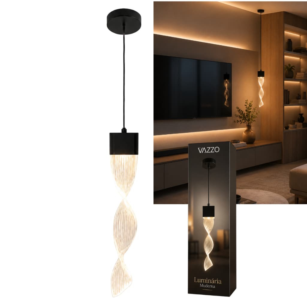 Luminária Pendente 7w 3500k Moderna LED Integrado Sala Quarto Lavabo Bivolt Vazzo