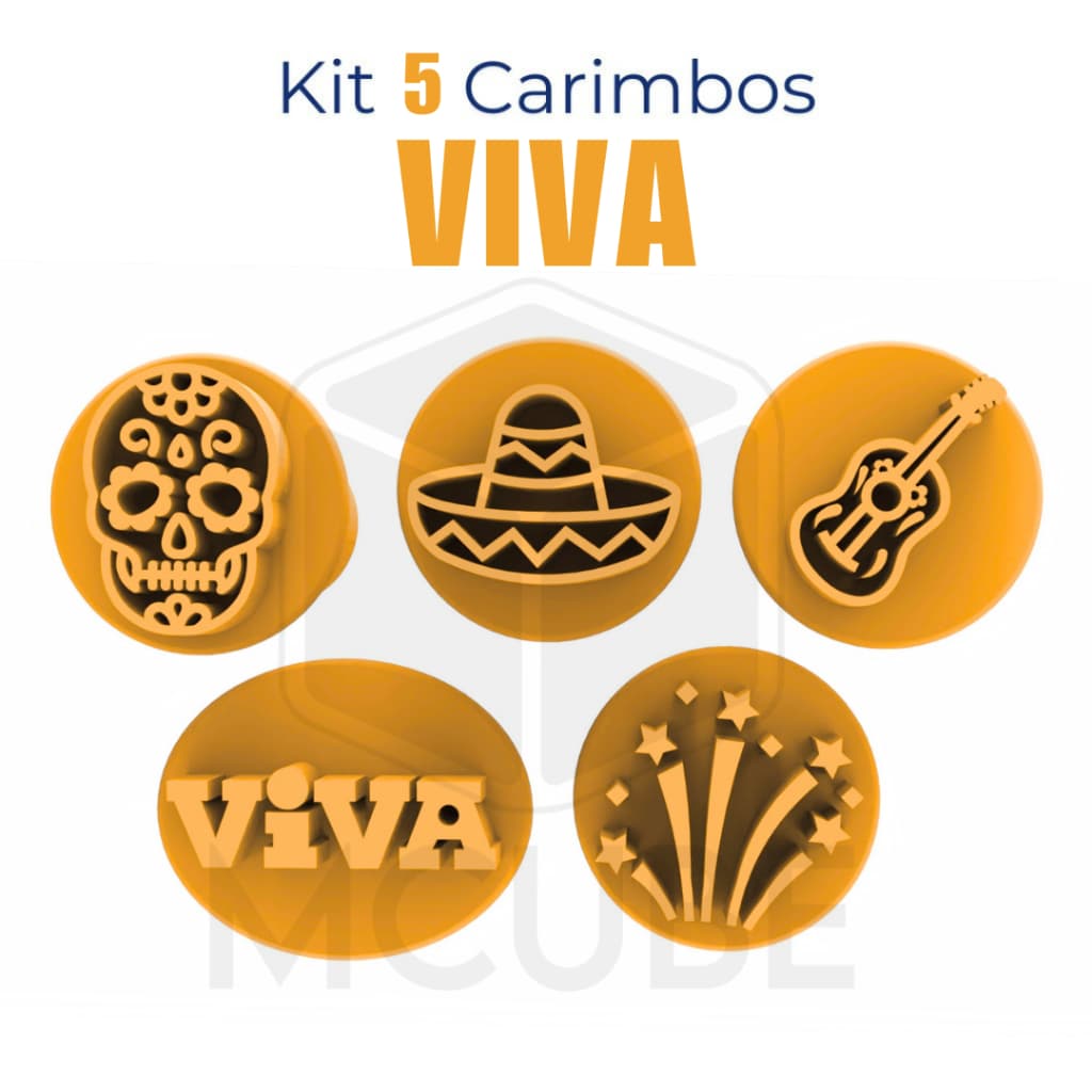 Kit com 5 Carimbos para Docinhos e Brigadeiro - Viva: A Vida é uma Festa / Coco