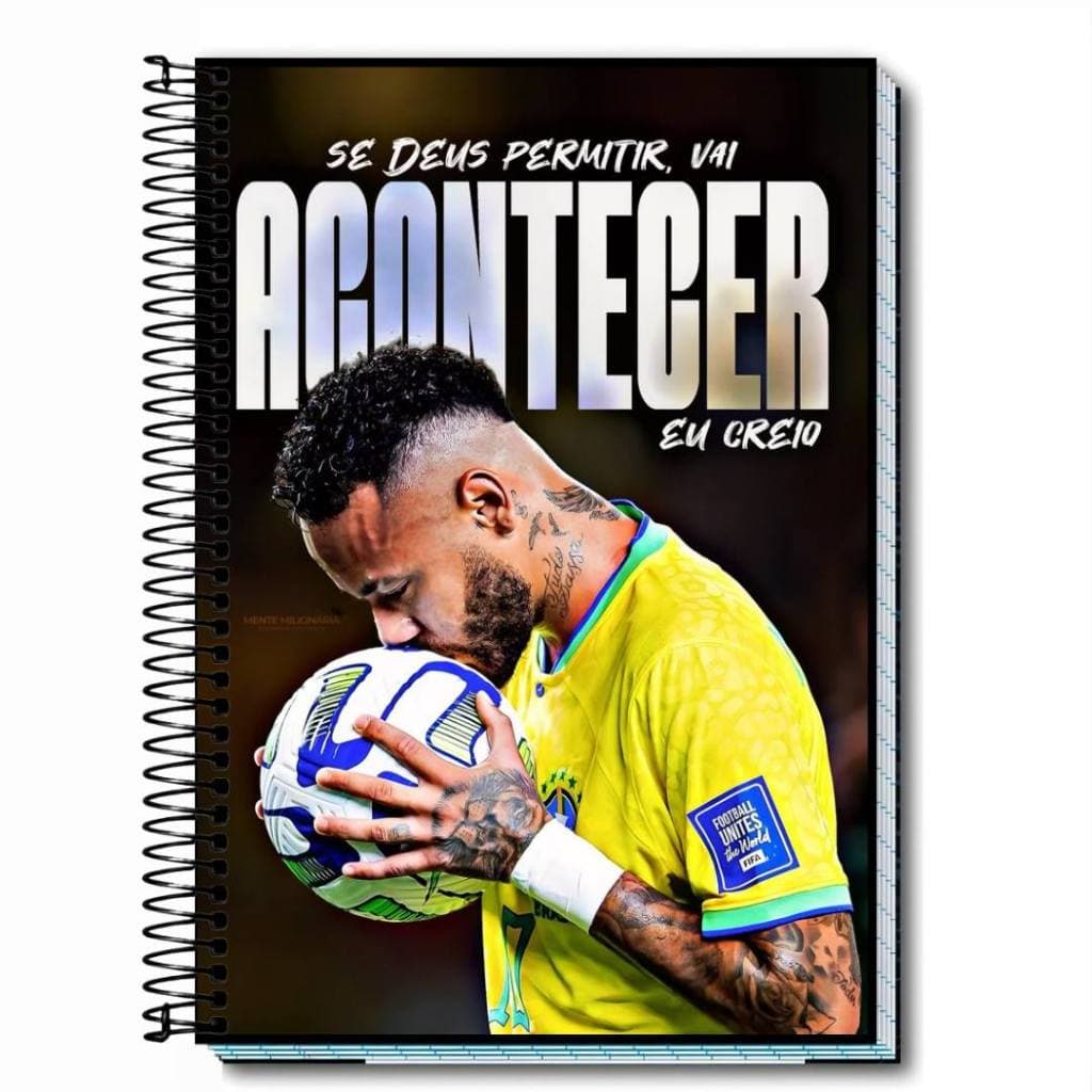 Caderno Escolar de Boleiro | Neymar | a ultima dança - Futebol Craque | Capa Dura e Espiral | 1, 10, 15 ou 20 Matérias