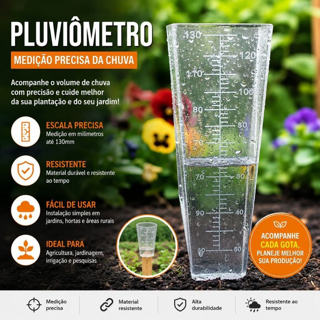 Pluviometro Chuva Medidor Pluviômétrico 130mm Plástico Forte