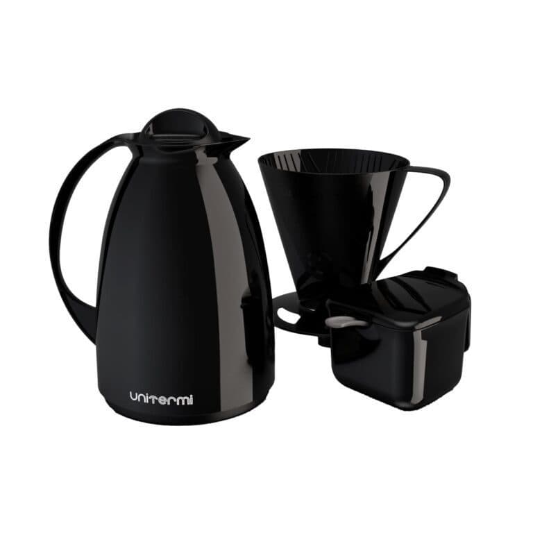 Kit Prático Unitermi Para Café com Garrafa Térmica Florença 650ml + Açucareiro + Suporte de Filtro Diversas Cores