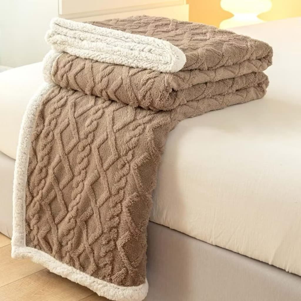 Manta Casal Canelado com Sherpa Boreal Diamond Plush Premium Dupla FaceTop Zg1 Original