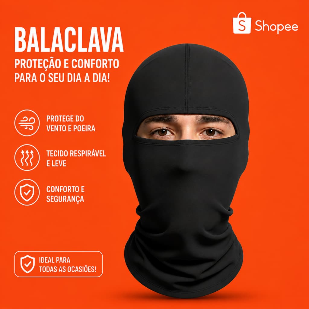 Balaclava Motocicleta Proteção Frio Intenso e UV50+ Térmica Envio Rápido