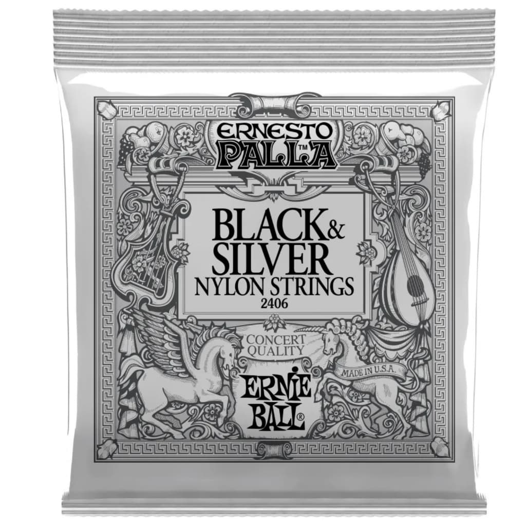Encordoamento Violão Nylon Ernie Ball Ernesto Palla Black e Silver 2406