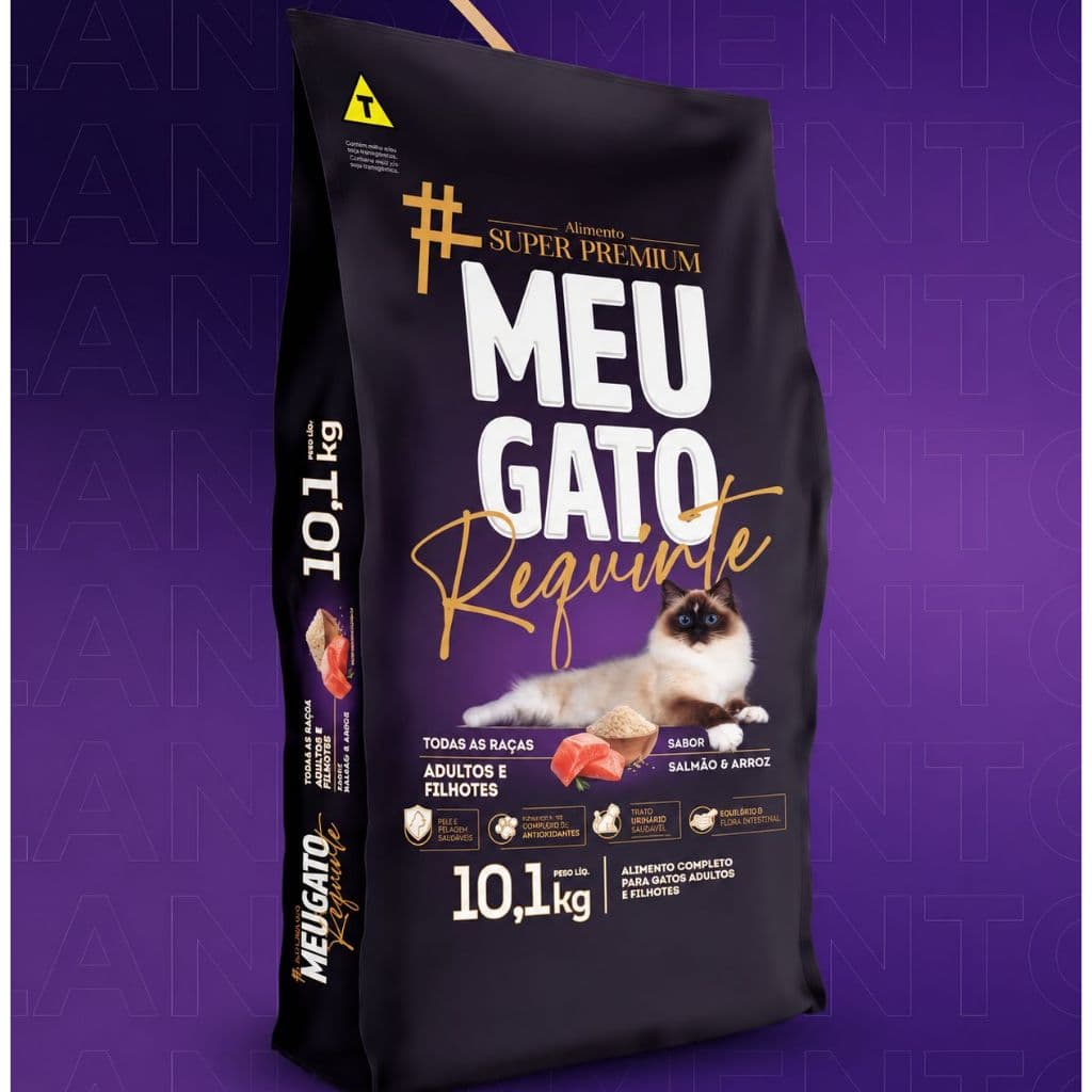 Ração Meu Gato Requinte Filhote Adulto 10kg Sabor Salmão Arroz Super Premium